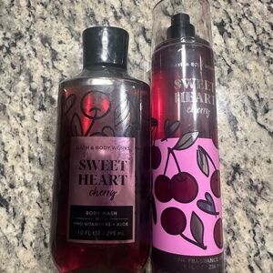 Bath & Body Works‎ Sweetheart Cherry Body Spray & Body Wash 2 Piece Set NEW